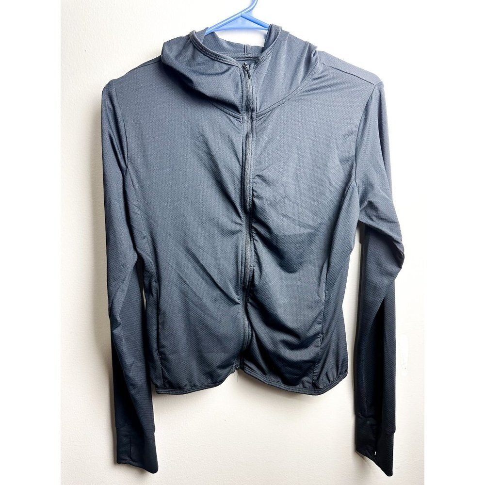 Love Tree Fitted Cropped Hooded Full Zip Sweater womens Black Medium